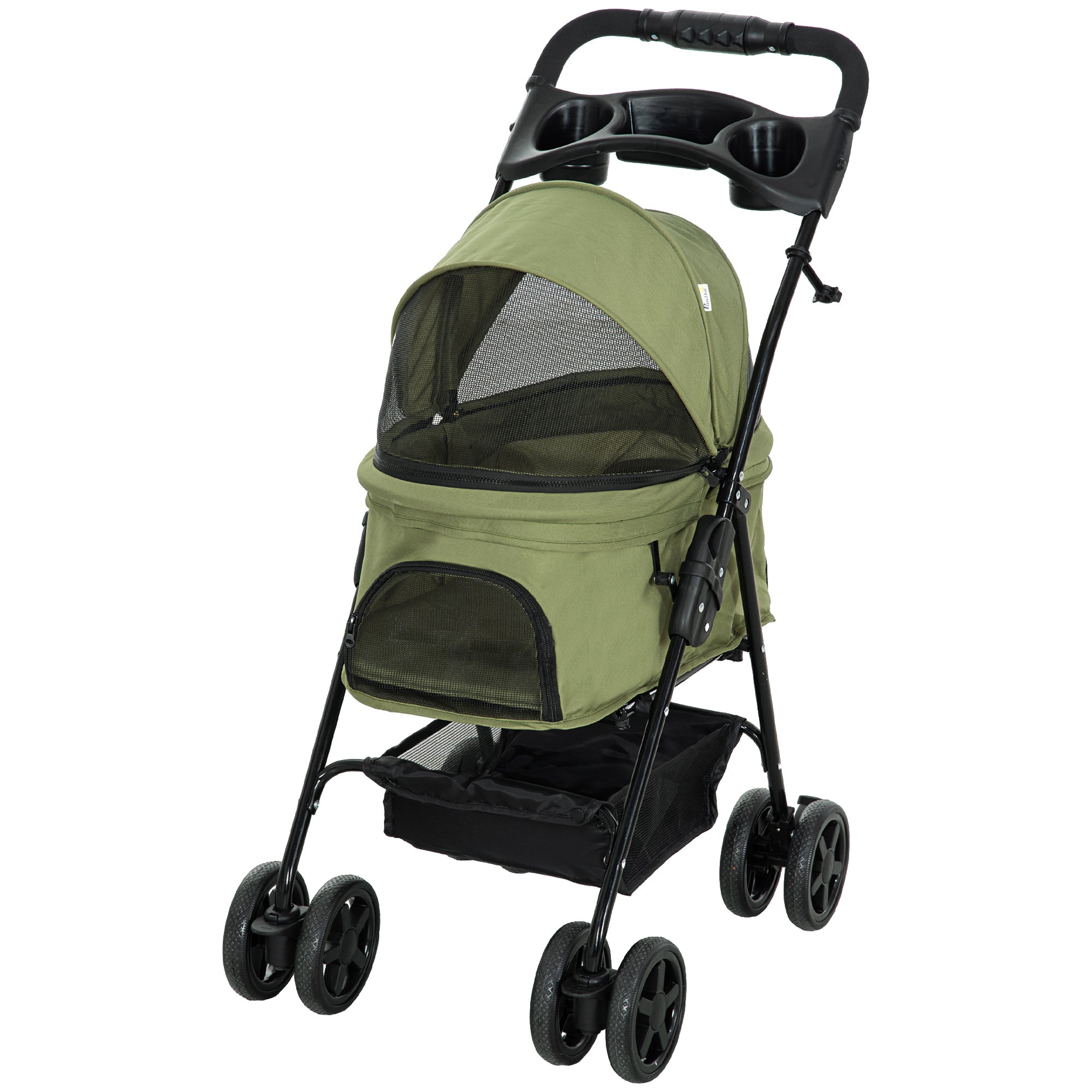 Pet Stroller Dog Buggy with Folding Function Pet Stroller for Small Dogs and Cats Pet Wagon Cat Buggy Oxford Dark Green 67 x 45 x 96 cm