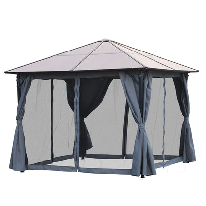 Gazebo 10 x 10ft Garden Party Tent with Side Panels PC Roof Aluminum Dark Gray