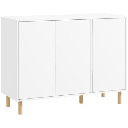 Modern Credenza with 2 Cabinets and 3 Shelves, Multi-Purpose Wood Furniture, 107x40x80 cm, White