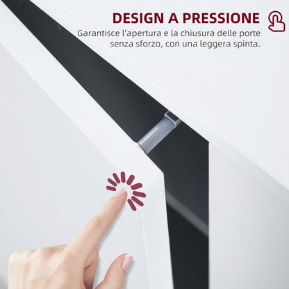 Modern Credenza with 2 Cabinets and 3 Shelves, Multi-Purpose Wood Furniture, 107x40x80 cm, White