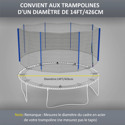 SPORTNOW Replacement Net for Ø 426 cm Trampolines with 8 straight poles Safety Net for Trampolines, Round Net with Zippered Entrance