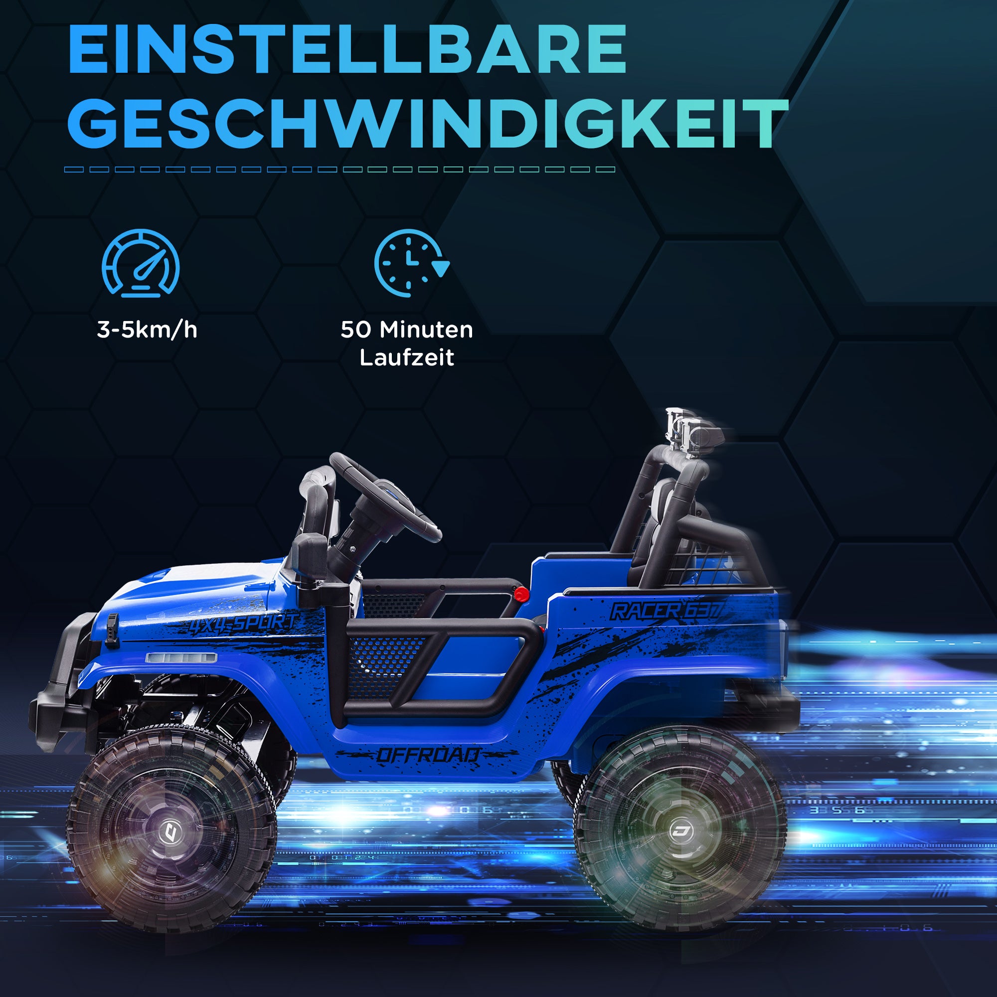Kids Electric Car, 12V 3-5 km/h Electric Ride-On Car with 2.4G Remote Control, Shock Absorber, Electric Vehicle with Music, Headlights, Horn, MP3, Electric Car for Kids 3-6 Years Old, Blue