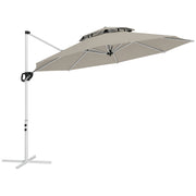 Garden Umbrella Ø292 cm Offset Parasol with 360° Rotating Crank Adjustable Tilt Double Roof and Cross Base Patio Umbrella for Outdoor Terrace Light Gray