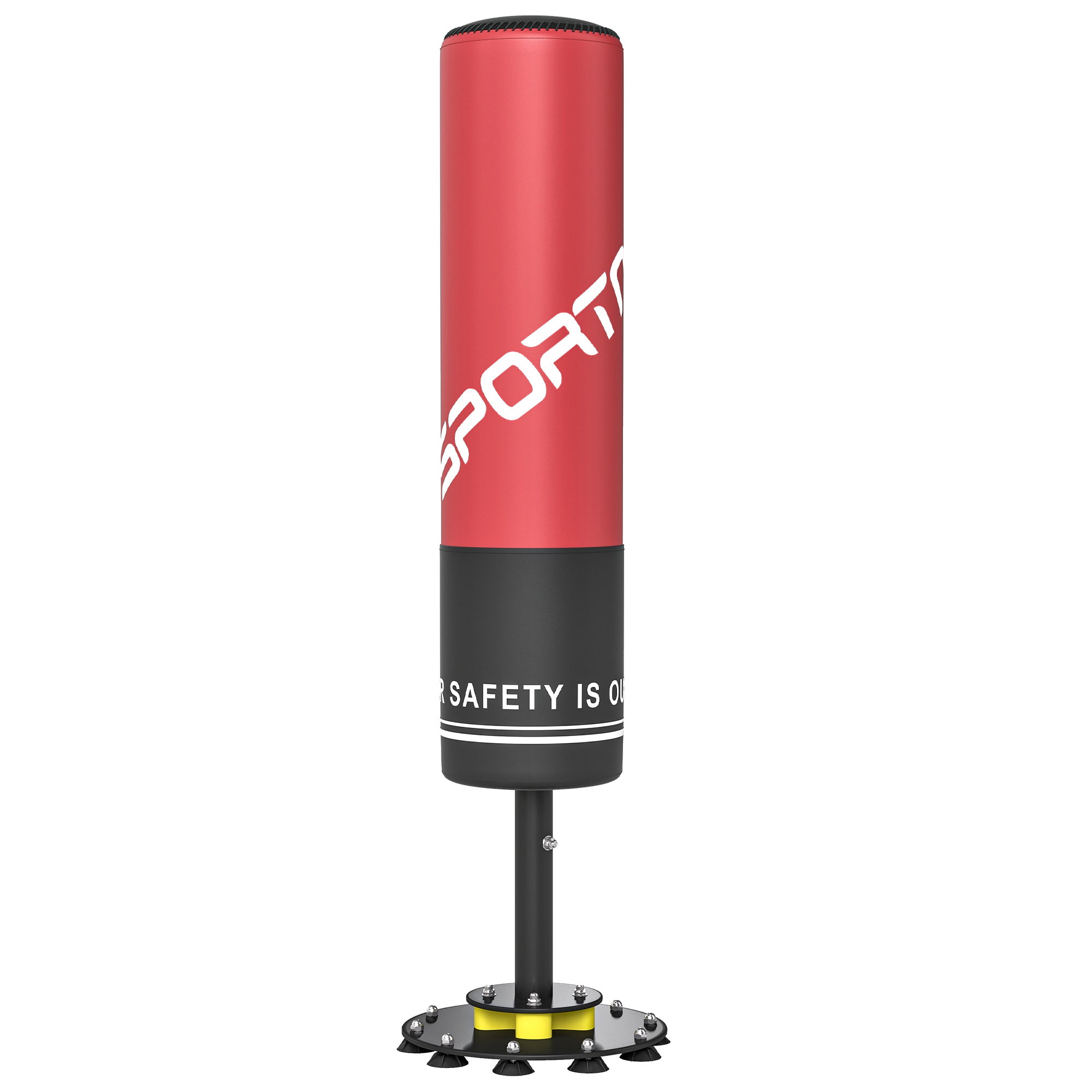 SPORTNOW 53 in (135 cm) Freestanding Punching Bag – Red/Black, Shock-Absorbing Base, 10 Suction Cups, Kickboxing & MMA Trainer for Adults
