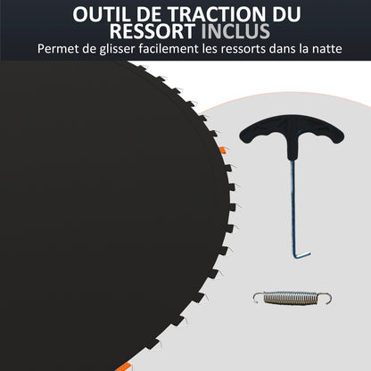 SPORTNOW Replacement Trampoline Mat Bounce Pad, Compatible with 12ft Trampoline Ø 12.1 ft and 5.5 inches springs, with spring pulling tool and 72 V-rings (spring not included)