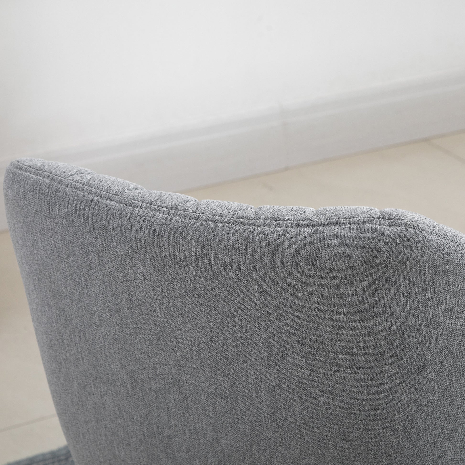 Set of 2 Scandinavian Design Dining Chairs - Tapered Beech Wood Legs - Ergonomic Linen Gray Upholstery