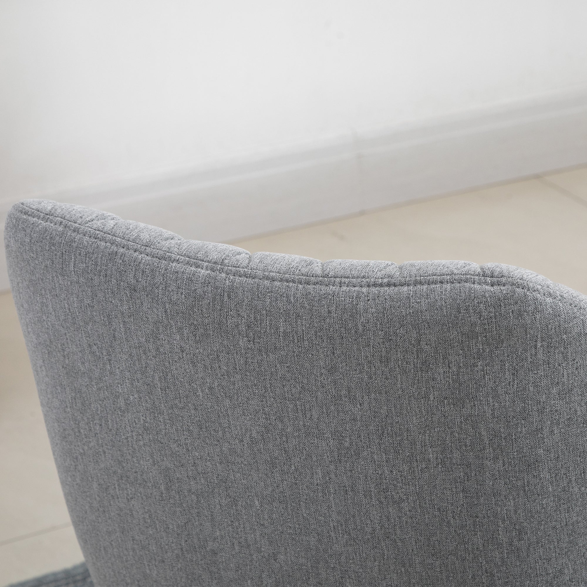 Set of 2 Scandinavian Design Dining Chairs - Tapered Beech Wood Legs - Ergonomic Linen Gray Upholstery