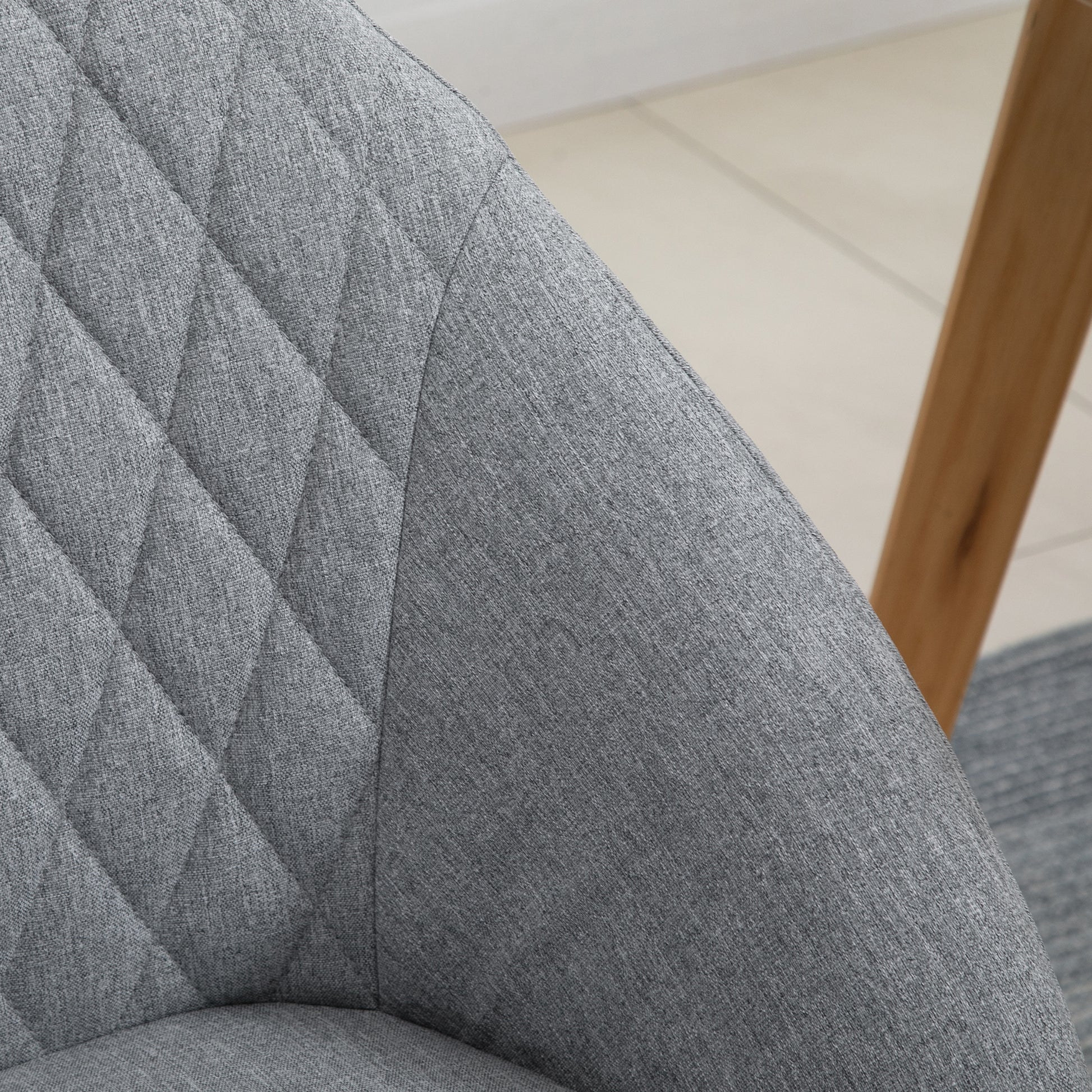 Set of 2 Scandinavian Design Dining Chairs - Tapered Beech Wood Legs - Ergonomic Linen Gray Upholstery