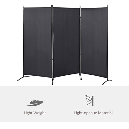 3-Panel Partition 2.53L x 0.5W x 1.82H m Side Blind on Freestanding Metal Polyester High Density Dark Gray