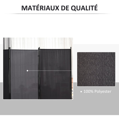 3-Panel Partition 2.53L x 0.5W x 1.82H m Side Blind on Freestanding Metal Polyester High Density Dark Gray