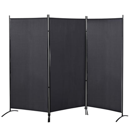 3-Panel Partition 2.53L x 0.5W x 1.82H m Side Blind on Freestanding Metal Polyester High Density Dark Gray