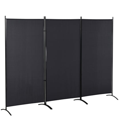 3-Panel Partition 2.53L x 0.5W x 1.82H m Side Blind on Freestanding Metal Polyester High Density Dark Gray