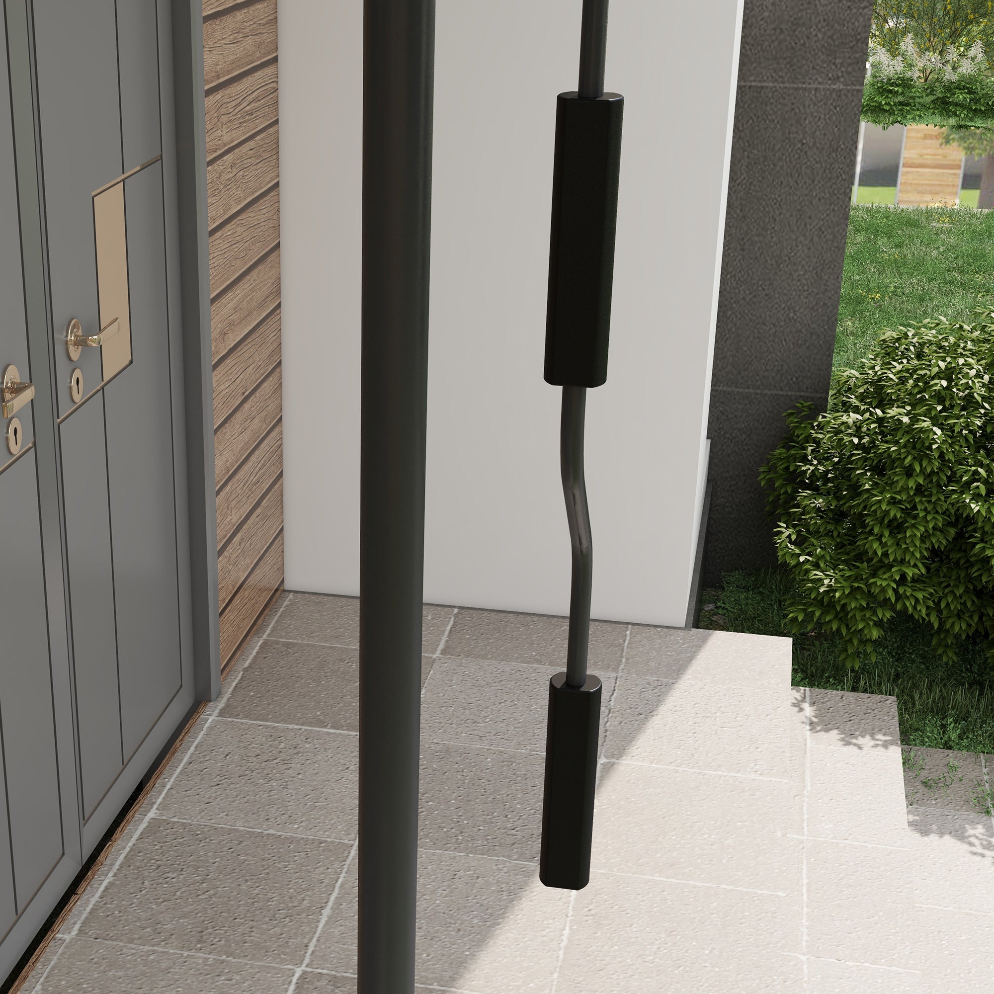 Freestanding Manual Retractable Awning Canopy 1.5L x 1.2W x 2.1-3H m Adjustable Tilt for Balcony without Drilling Holes Dark Gray Metal Alu Polyester