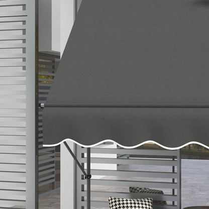 Freestanding Manual Retractable Awning Canopy 1.5L x 1.2W x 2.1-3H m Adjustable Tilt for Balcony without Drilling Holes Dark Gray Metal Alu Polyester