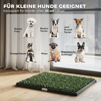 Dog Toilet 24.8 x 19.9 in – Washable Artificial Grass Potty Tray for Puppies & Small/Medium Dogs, Ideal for Balcony & Apartment