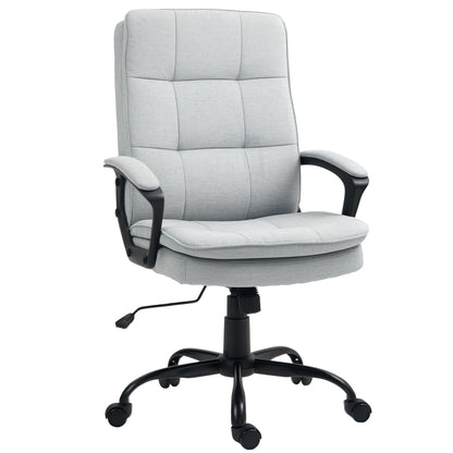 Office Chair Ergonomic Desk Chair with Armrest, Height Adjustable Swivel Chair with Rocking Function, Linen Look, Tufted Computer Chair, Gray