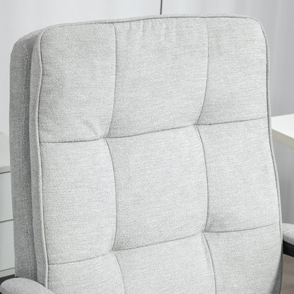 Office Chair Ergonomic Desk Chair with Armrest, Height Adjustable Swivel Chair with Rocking Function, Linen Look, Tufted Computer Chair, Gray