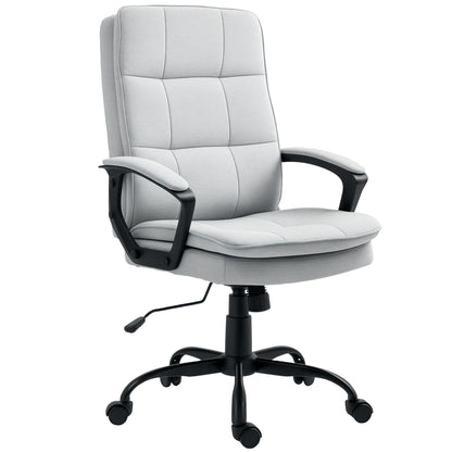 Office Chair Ergonomic Desk Chair with Armrest, Height Adjustable Swivel Chair with Rocking Function, Linen Look, Tufted Computer Chair, Gray