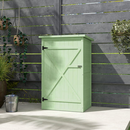 Wooden Garden Shed 75 x 56 x 115 cm (29.5 x 22.0 x 45.3 in) Outdoor Storage Cabinet for Tools with 3 Interior Shelves, Lockable Door and Asphalt Roof - Green