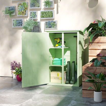 Wooden Garden Shed 75 x 56 x 115 cm (29.5 x 22.0 x 45.3 in) Outdoor Storage Cabinet for Tools with 3 Interior Shelves, Lockable Door and Asphalt Roof - Green