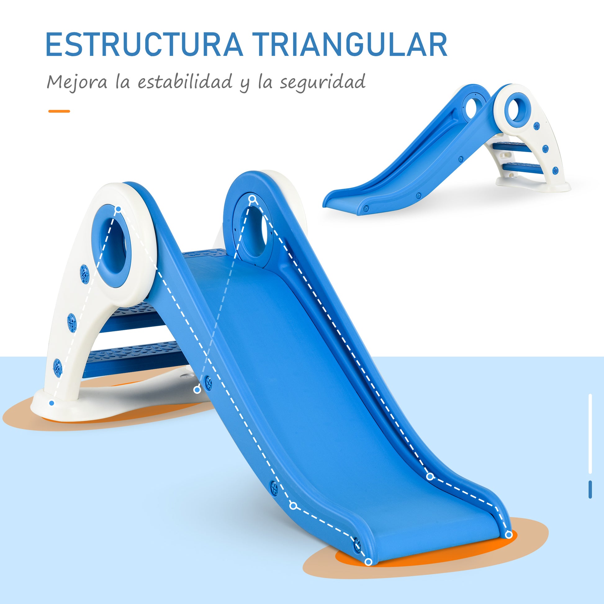 Children's Slide for 18-36 Months Foldable Slide for Kids with Stairs Long Ramp for Garden Park Indoors 120x50x56 cm Blue
