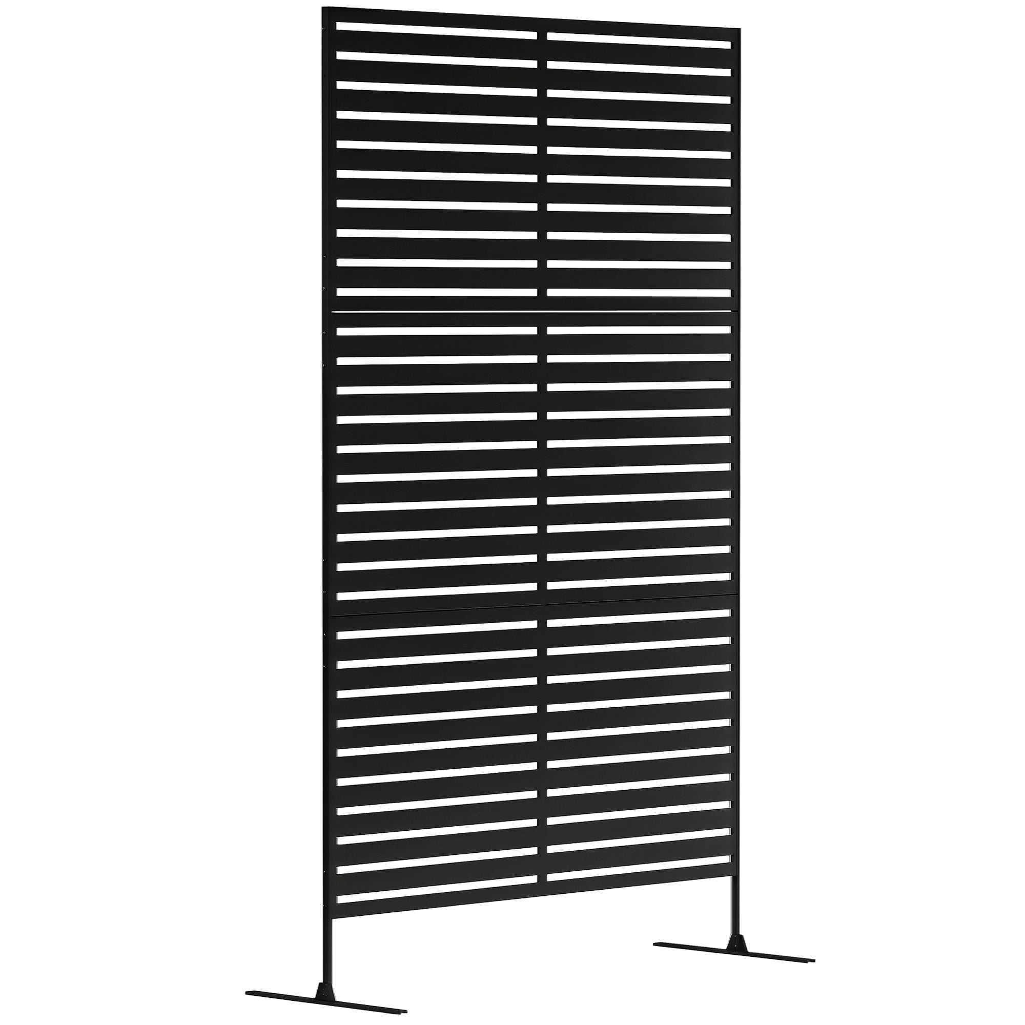 Room Divider 3-part 122 x 198 cm Freestanding Louver Privacy Screen in Steel, Outdoor Room Separator Privacy Wall Partition for Garden, Balcony, Terrace, Black