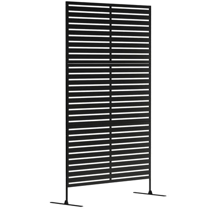 Room Divider 3-part 122 x 198 cm Freestanding Louver Privacy Screen in Steel, Outdoor Room Separator Privacy Wall Partition for Garden, Balcony, Terrace, Black