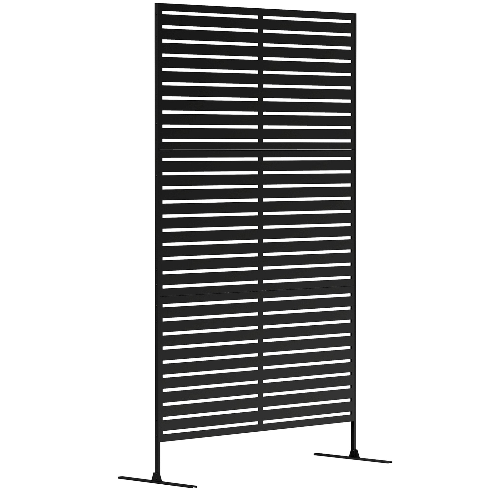 Room Divider 3-part 122 x 198 cm Freestanding Louver Privacy Screen in Steel, Outdoor Room Separator Privacy Wall Partition for Garden, Balcony, Terrace, Black