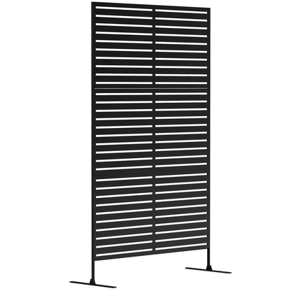 Room Divider 3-part 122 x 198 cm Freestanding Louver Privacy Screen in Steel, Outdoor Room Separator Privacy Wall Partition for Garden, Balcony, Terrace, Black