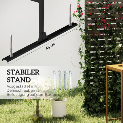 Room Divider 3-part 122 x 198 cm Freestanding Louver Privacy Screen in Steel, Outdoor Room Separator Privacy Wall Partition for Garden, Balcony, Terrace, Black