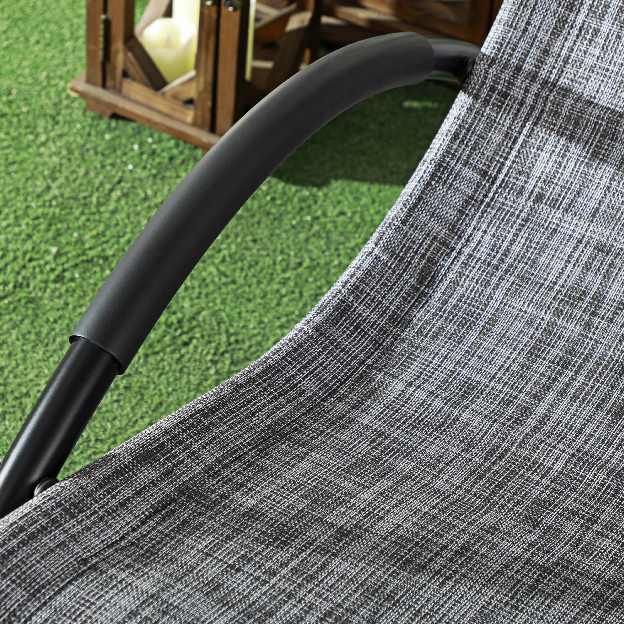 Rocking Chair, Ergonomic Garden Sun Lounger, with Headrest, Rocking Chair, Textilene, for Indoor Outdoor Use, Heather Gray