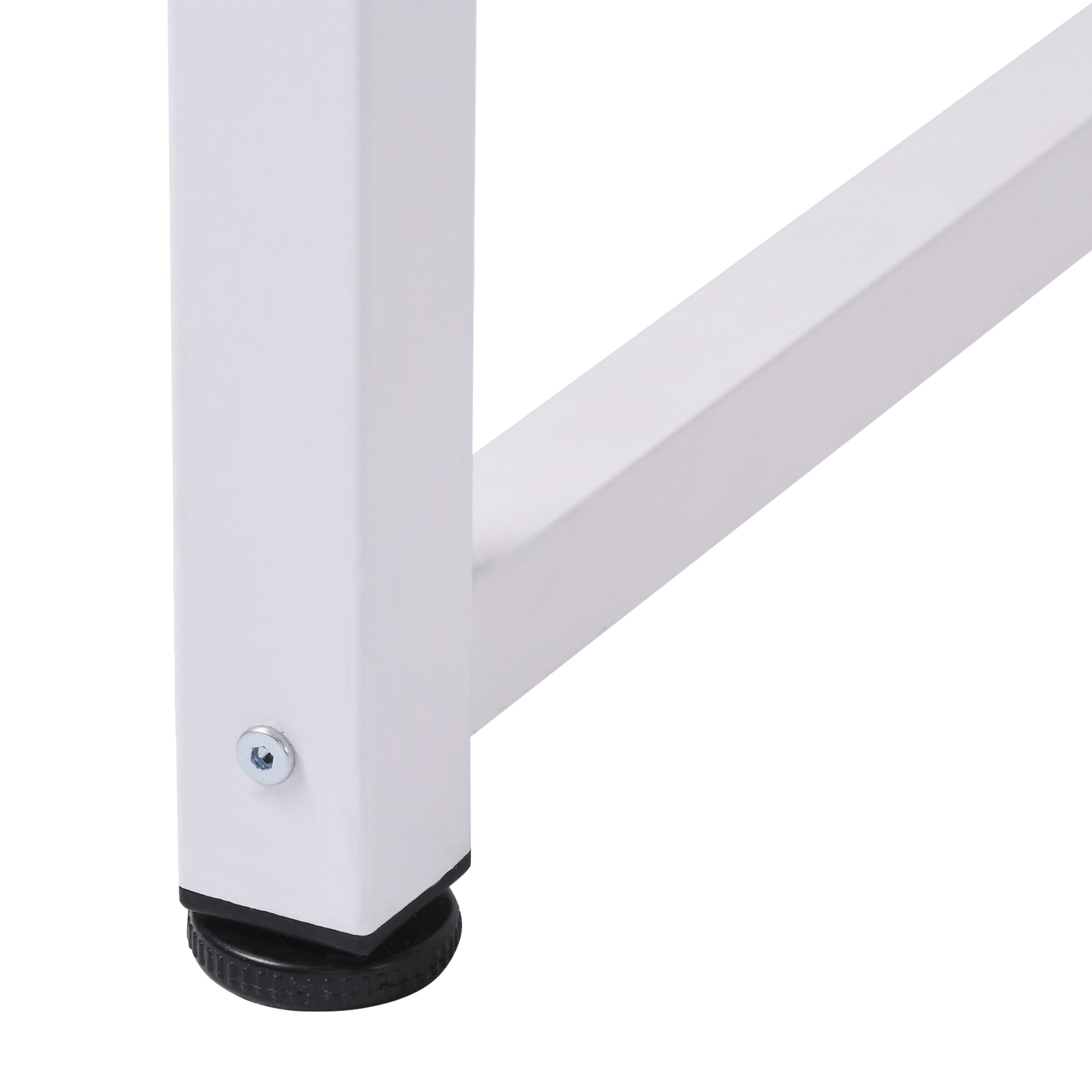 Modern Desk Study Table with Steel Frame and Adjustable Feet Computer Desk for Home Office 120x60x76 cm White and Natural