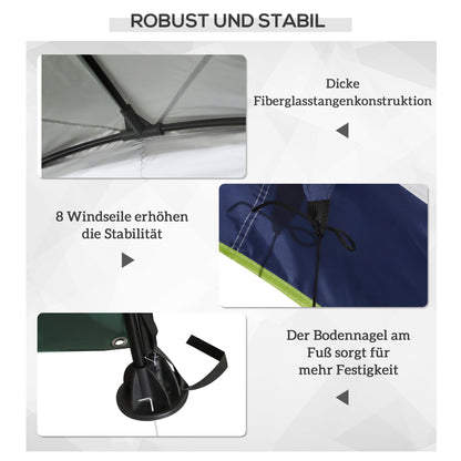 Garden Gazebo Garden Tent Marquee Party Tent Sun Protection Weatherproof Metal Pole + Polyester Cream White + Blue 4 x 4 x 2.5 m