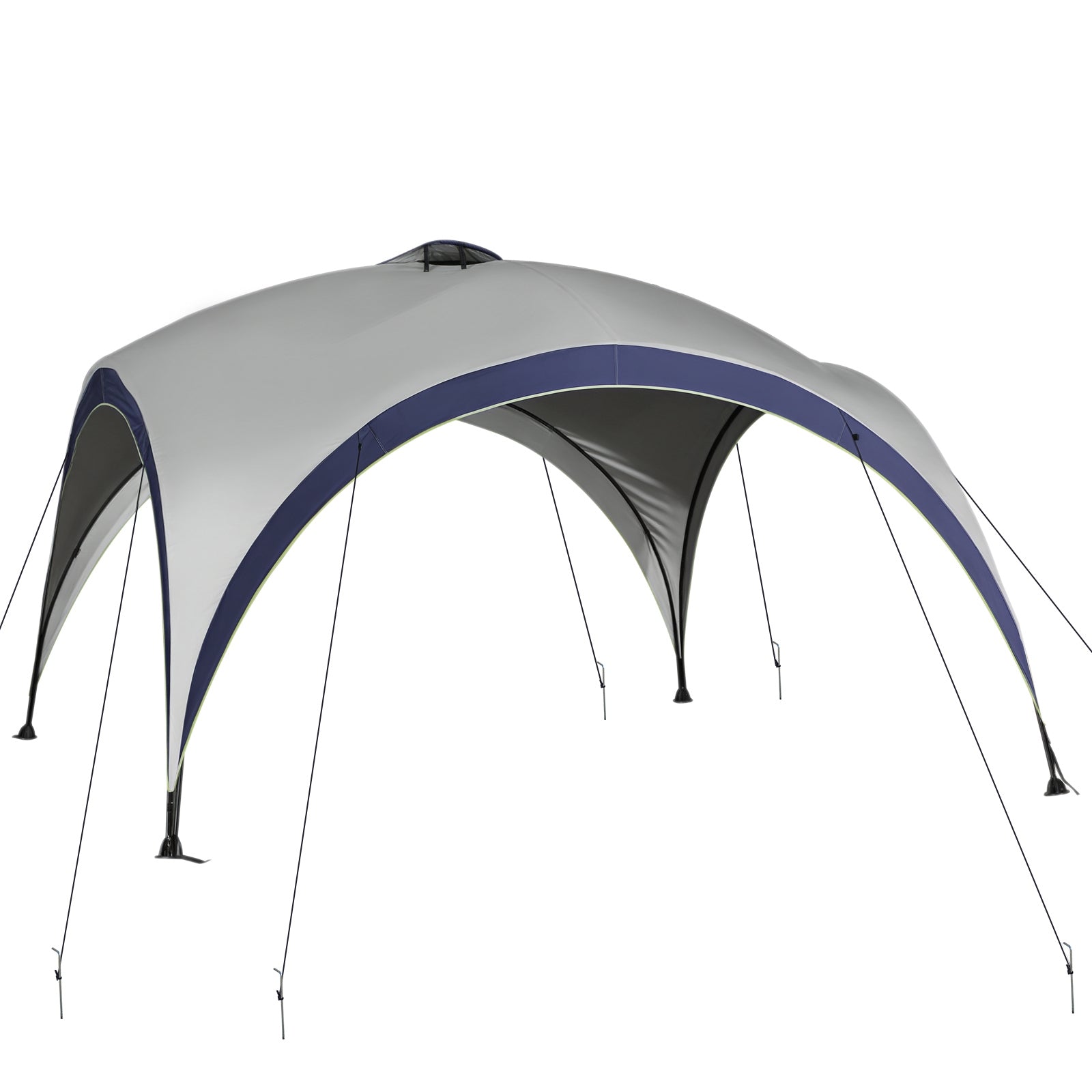 Garden Gazebo Garden Tent Marquee Party Tent Sun Protection Weatherproof Metal Pole + Polyester Cream White + Blue 4 x 4 x 2.5 m