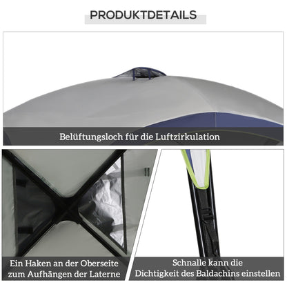 Garden Gazebo Garden Tent Marquee Party Tent Sun Protection Weatherproof Metal Pole + Polyester Cream White + Blue 4 x 4 x 2.5 m