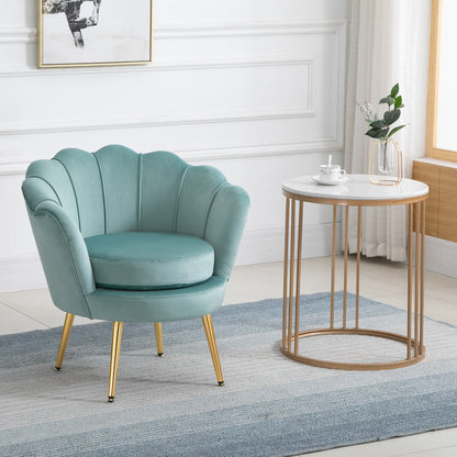 Vintage Design Armchair in Blue Velvet, High Back Bedroom Armchair 76x67x74cm, Green