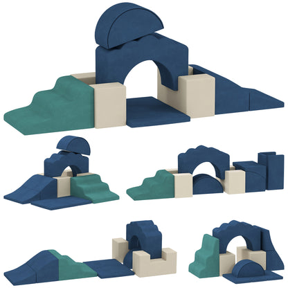 7-Piece Baby Motor Skills Set – Velvet Foam Modules with Non-Slip Base, Building Blocks, Educational Toy for Toddlers, Blue