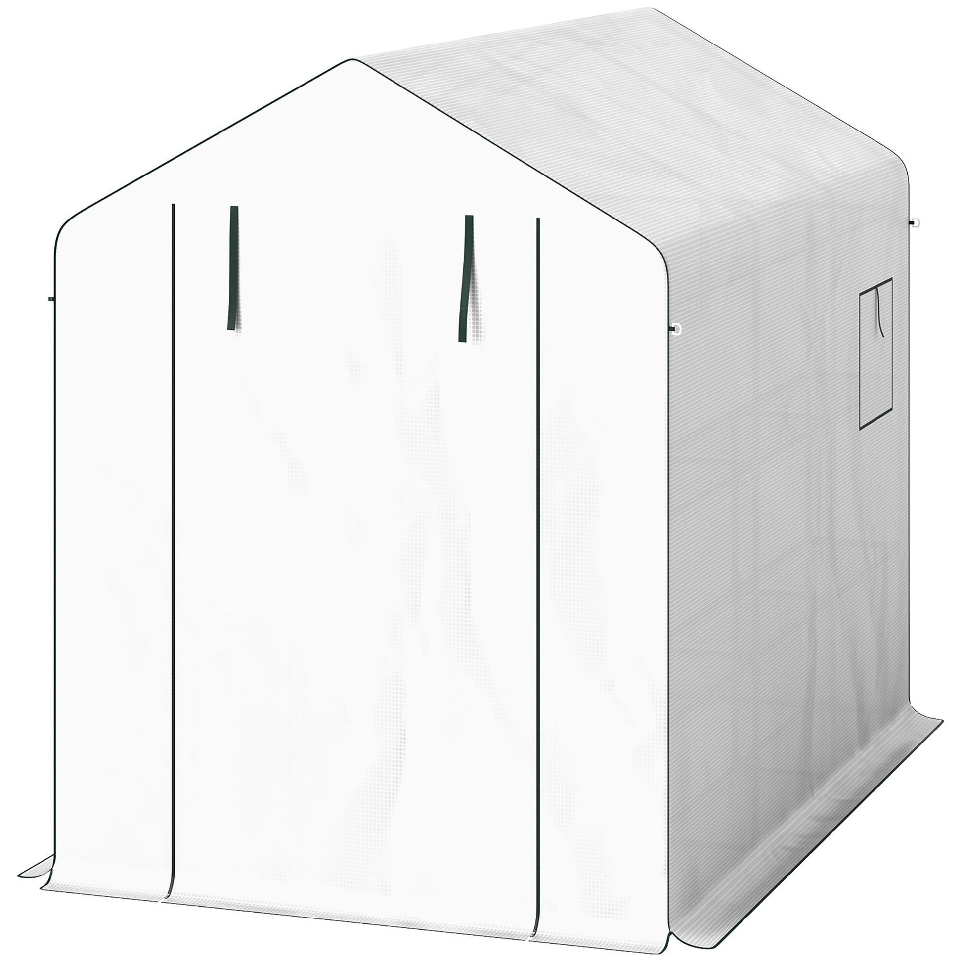 Garden Greenhouse with 3-Tier Shelves, Outdoor Greenhouse with 135gsm UV-Resistant Reinforced Cover, Steel Frame, Roll-Up Zipper Doors, and Mesh Windows, White