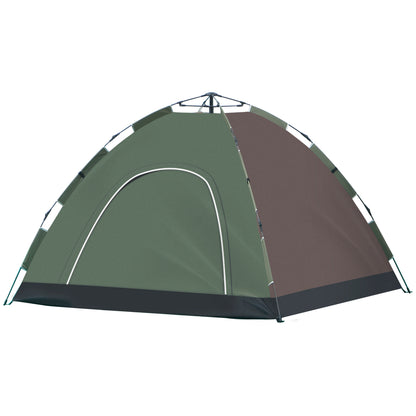 Pop-Up 4-Person Camping Tent, Beach Tent with Carry Bag, Lamp Hooks, and Storage Pockets, UV Protection, 210x210x135 cm
