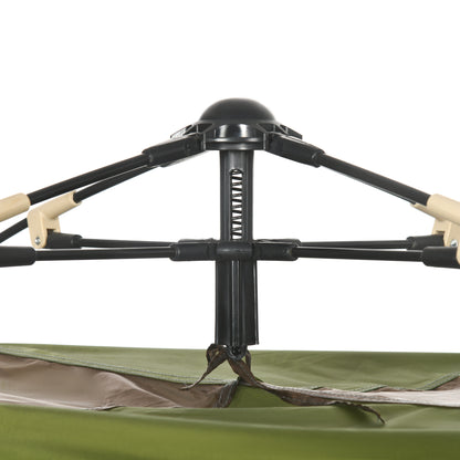 Pop-Up 4-Person Camping Tent, Beach Tent with Carry Bag, Lamp Hooks, and Storage Pockets, UV Protection, 210x210x135 cm