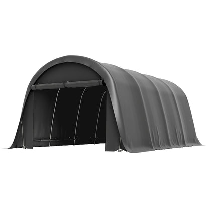 3 x 6 m Carport Garage Tent – Waterproof Storage Shelter with Removable Sidewalls, Large Roll-Up Zipper Door, Curved Roof, UPF50+, Winterproof, UV-Resistant — Dark Gray