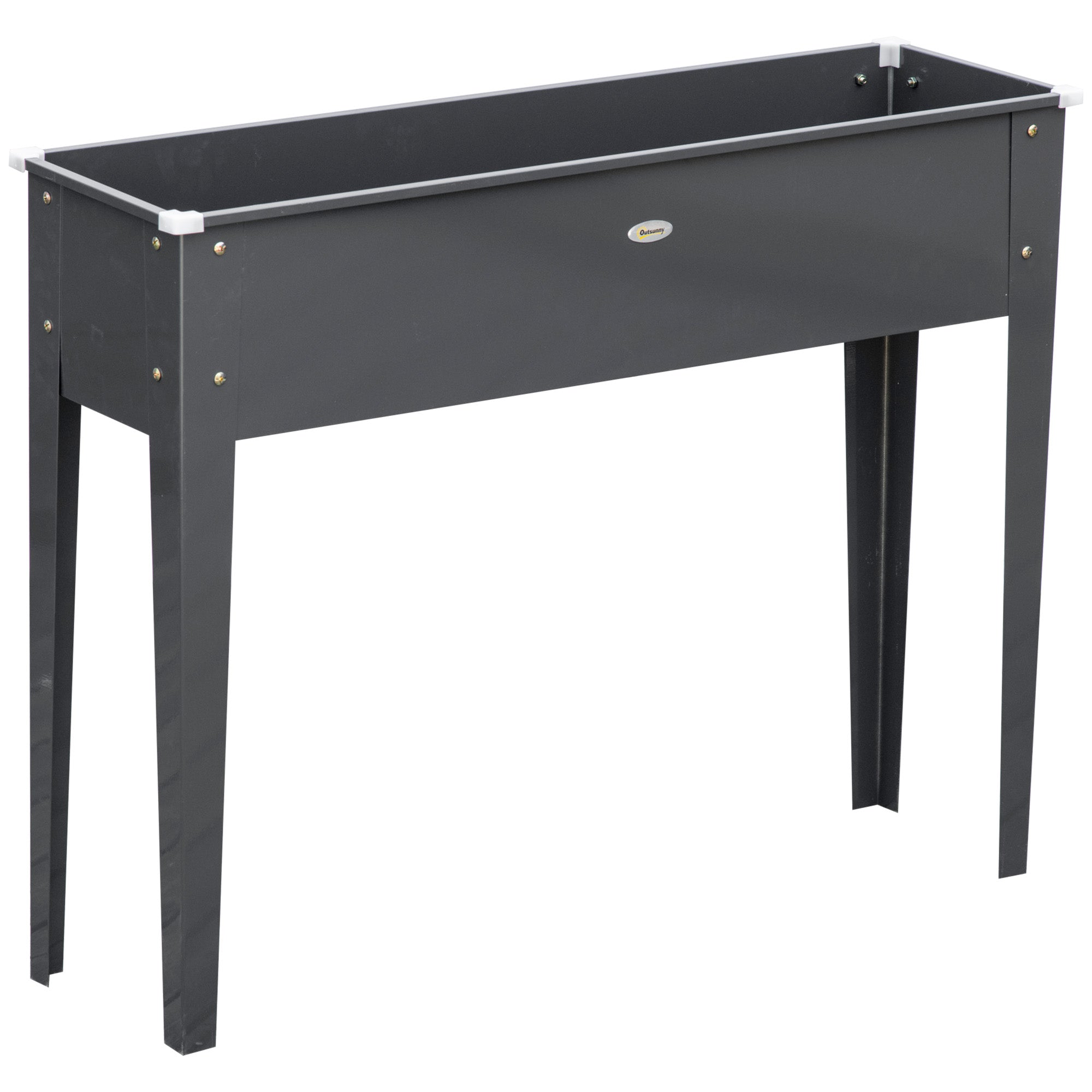 Raised Bed Planting Trough on Legs Square 100 x 30 x 80 cm with Drainage Hole - Hot-Dip Galvanized Steel Gray