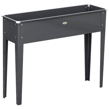 Raised Bed Planting Trough on Legs Square 100 x 30 x 80 cm with Drainage Hole - Hot-Dip Galvanized Steel Gray