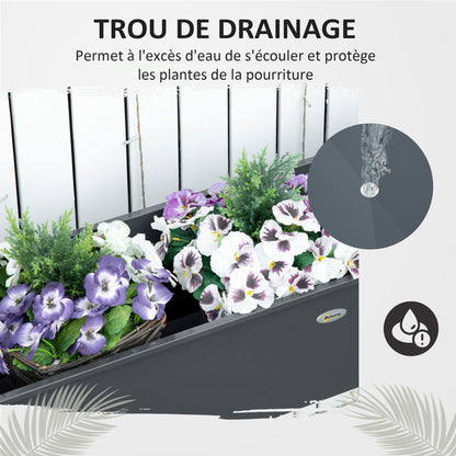 Raised Bed Planting Trough on Legs Square 100 x 30 x 80 cm with Drainage Hole - Hot-Dip Galvanized Steel Gray