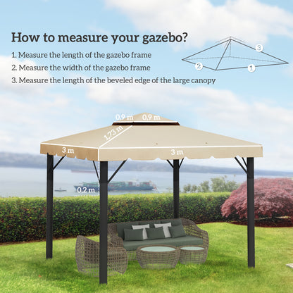 Replacement Canopy for Gazebo Marquee Tent 3 x 3 m Roof Replacement Garden Gazebo Fabric High Density Polyester 170 g/m² Beige