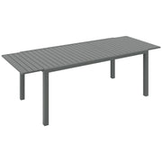 Aluminum Extendable Garden Table Outdoor Dining Table Terrace Rectangular Table for 6-8 People 50 kg Load for Balcony 180/240x94x73 cm Dark Gray