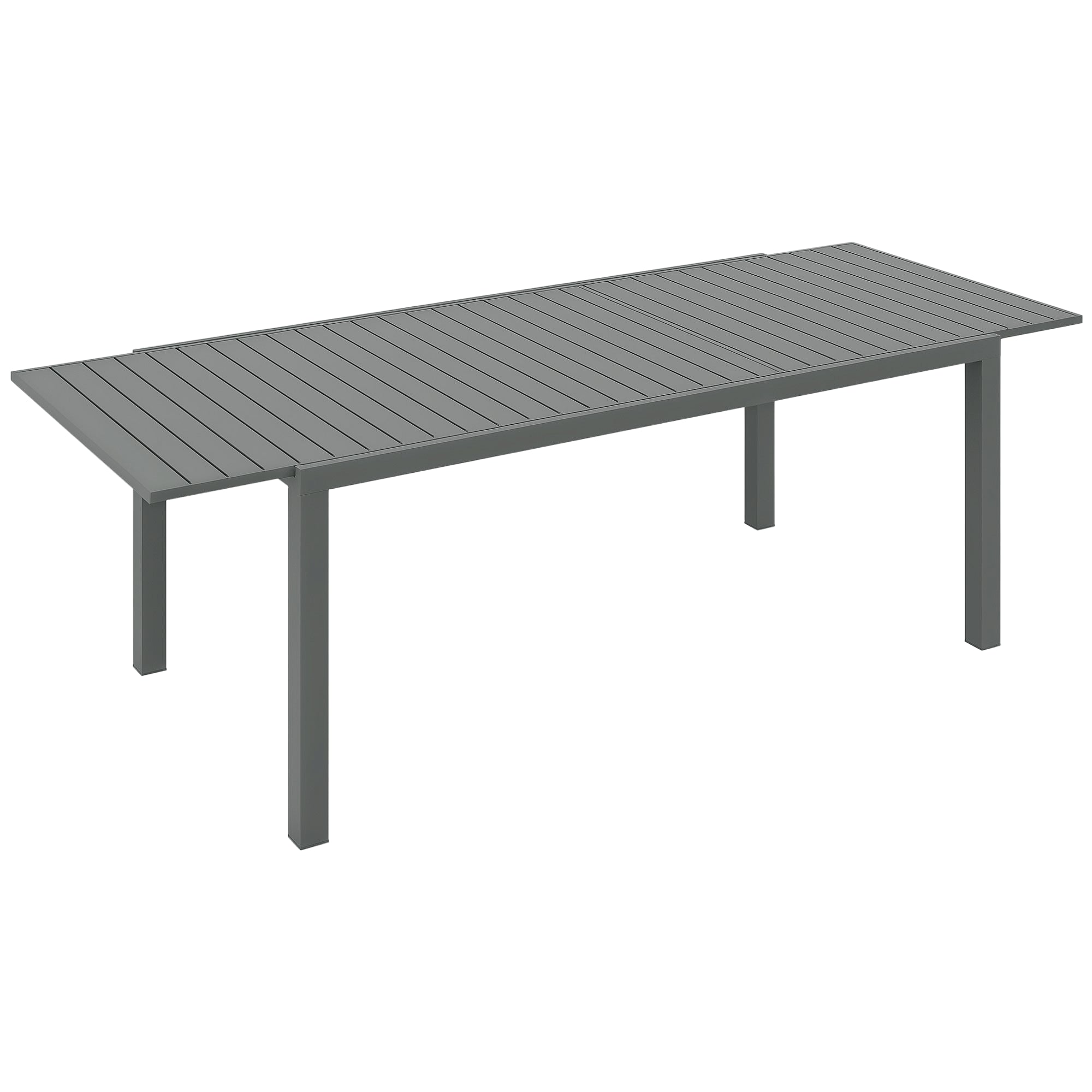 Aluminum Extendable Garden Table Outdoor Dining Table Terrace Rectangular Table for 6-8 People 50 kg Load for Balcony 180/240x94x73 cm Dark Gray