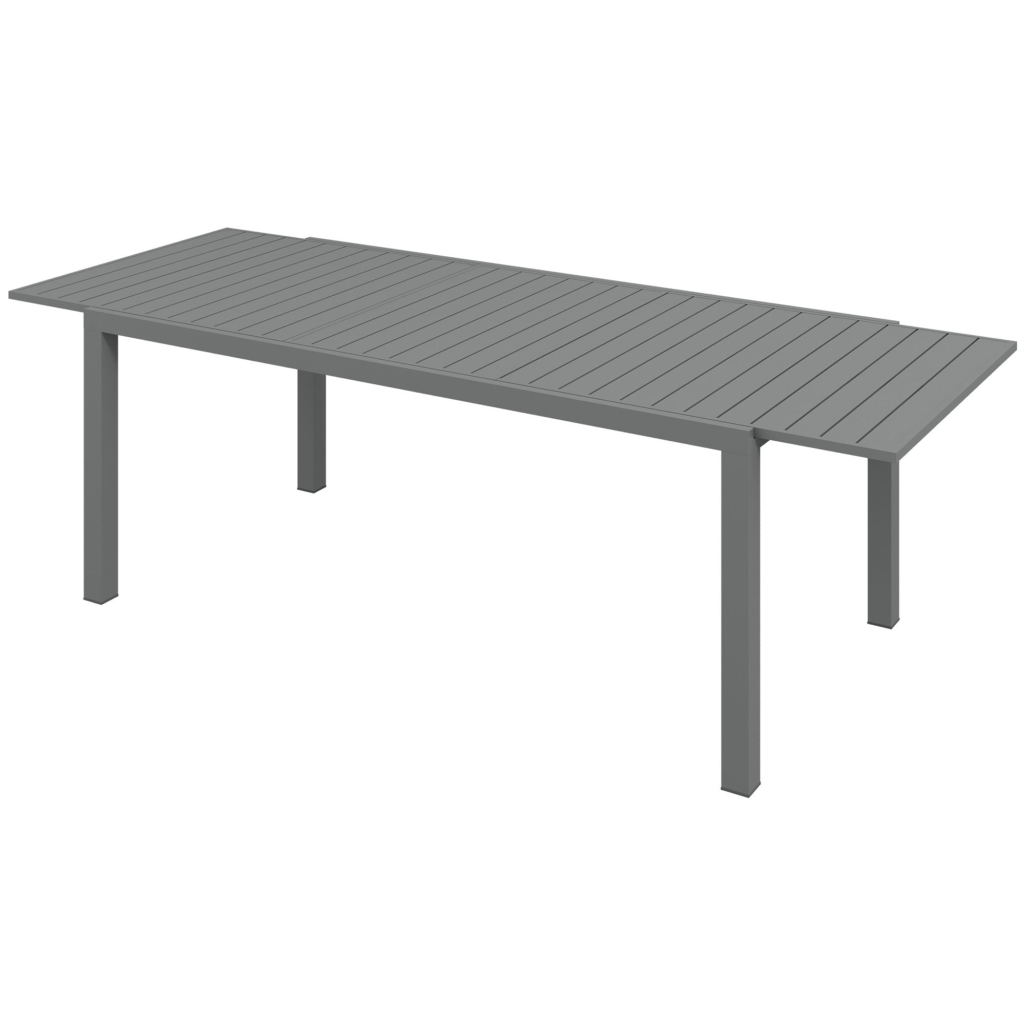 Aluminum Extendable Garden Table Outdoor Dining Table Terrace Rectangular Table for 6-8 People 50 kg Load for Balcony 180/240x94x73 cm Dark Gray