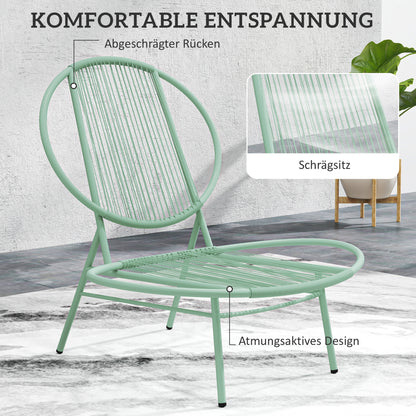 3-Piece Steel Bistro Set Weatherproof Garden Furniture Set with Bistro Table Ergonomic Shell-Shaped Garden Chairs Outdoor Balcony Furniture Set Seating Group Balcony Set Garden Furniture Green