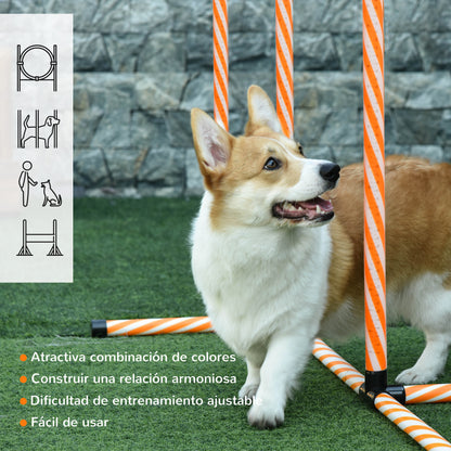 4-Piece Dog Agility Training Set Agility Game for Dogs with Slalom Stakes Rest Area Fence and Orange Jump Ring